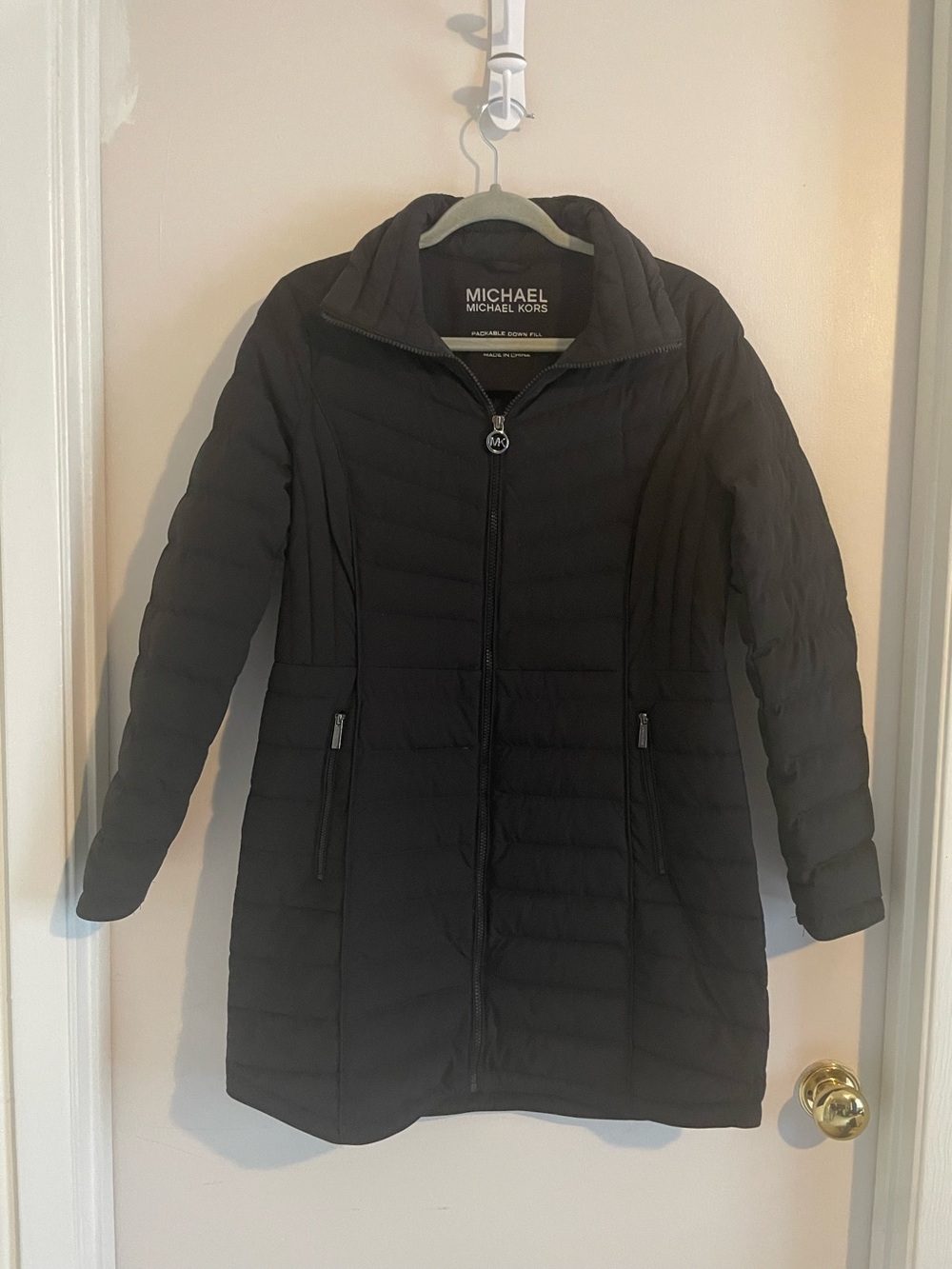 MICHAEL Michael Kors Black Packable Down Puffer Coat Sz S EUC 409